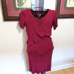 Vintage 90s whimsigoth burgundy layered gauze midi dress